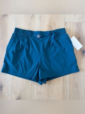 Athleta Highland Utility Shorts Women’s Large Teal Hiking Outdoor NWT $69*@24